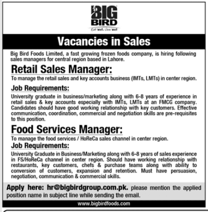 Big bird food limited Jobs 2026