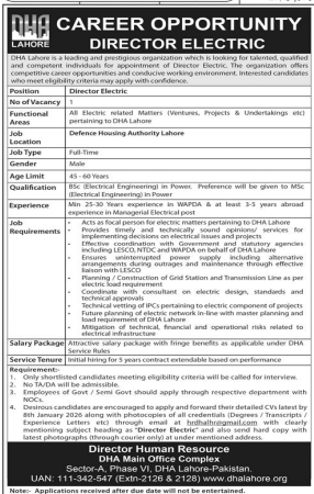 DHA Lahore  jobs 2025