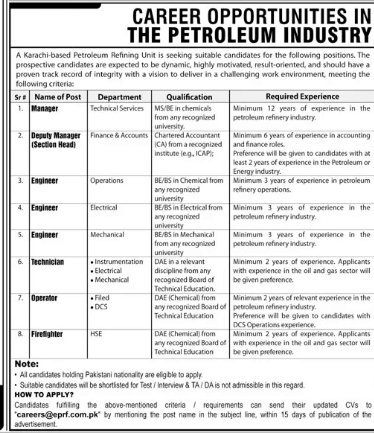 The petroleum industry    Jobs 2026