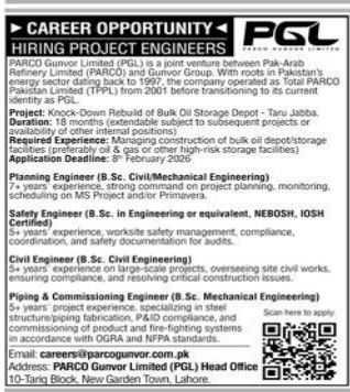 Parco guvnor limited (PGL) Jobs 2026