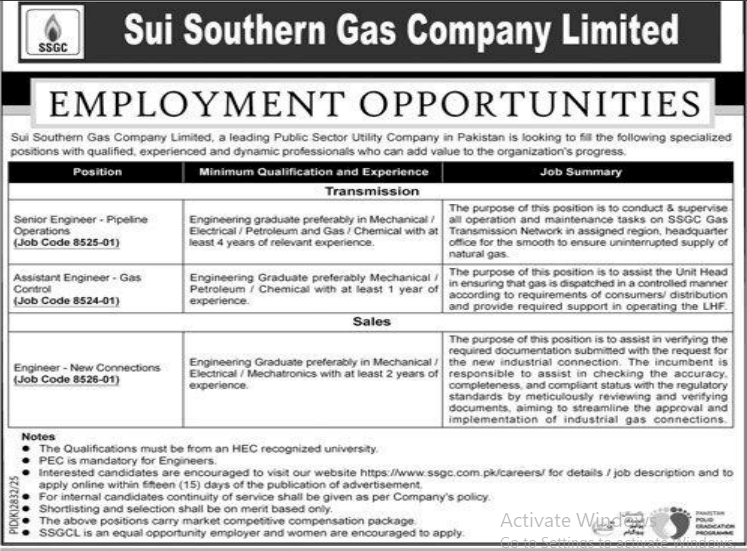Sui southern gas company     jobs 2026