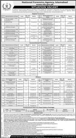 National forensic agency , Islamabad jobs 2026