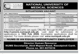 National university of medical sciences  Jobs 2026
