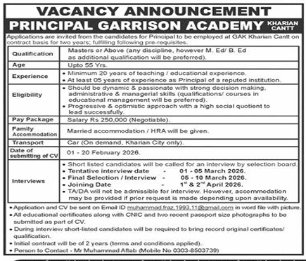 Garrison academy  jobs 2026