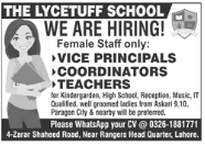 The LYCETUFF school  jobs 2026