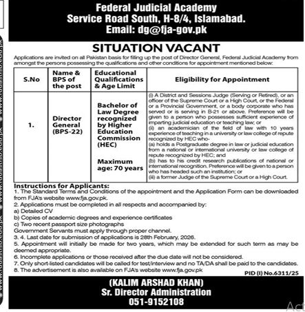 Federal judicial academy    jobs 2026