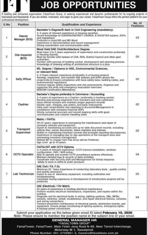 A leading and renowed organization faisal town group jobs 2026