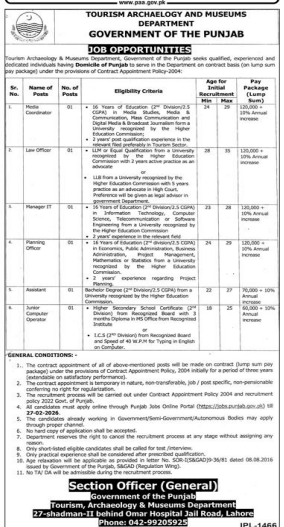Tourism archaeology and museums department jobs 2026