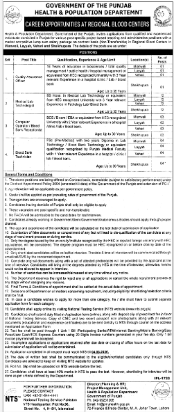 Government of the Punjab health and population department jobs 2026