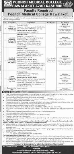 Poonch medical college rawalakot azad Kashmir jobs 2026