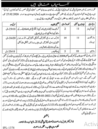 Department of agriculture ,Lahore jobs 2026