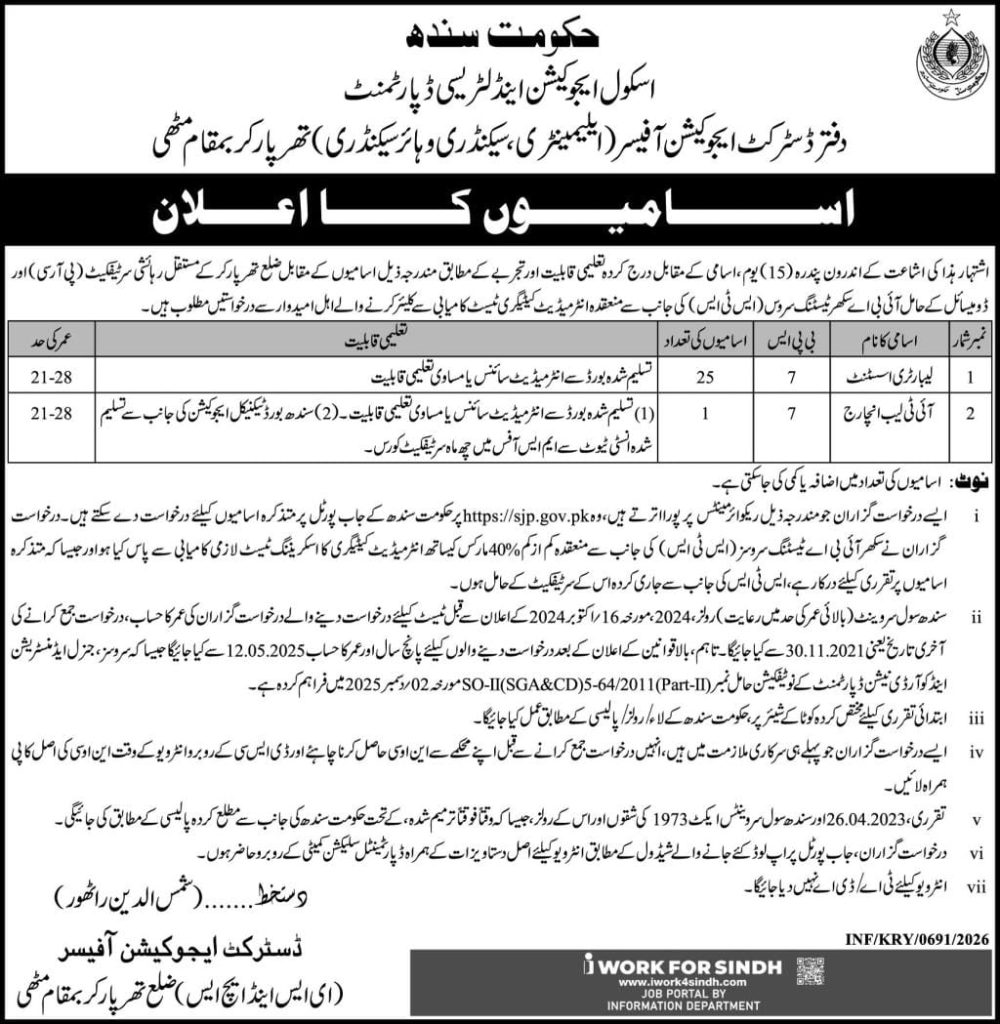 Office of district office ( elementary / secondary / higher secondary ) jobs 2026