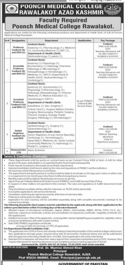 Poonch medical college rawalakot azad Kashmir jobs 2026
