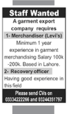 A garment export company   jobs 2026
