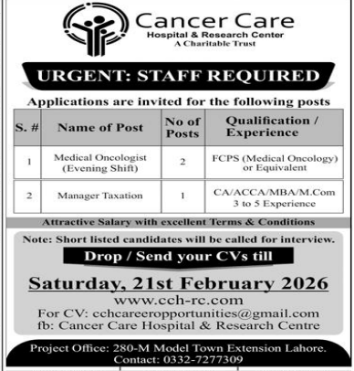 Cancer care hospital and research center  jobs 2026