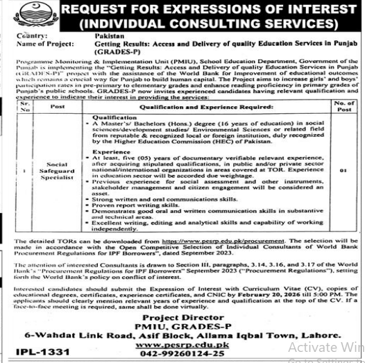 Programme monitoring and implementation unit ( PMU )   jobs 2026