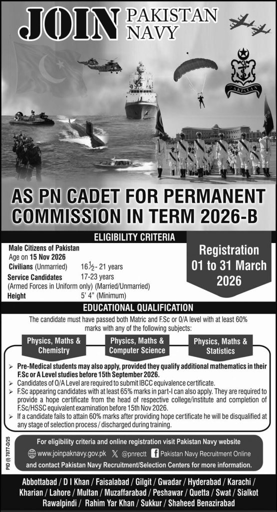 Pakistan Navy jobs 2026