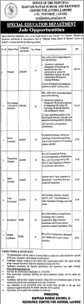 Special education department , government of Punjab jobs 2026
