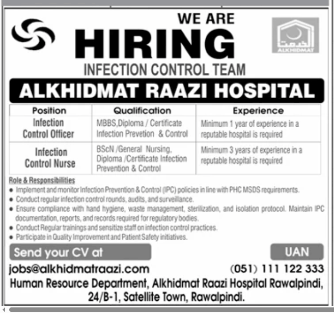 Alkhidmat Raazi Hospital jobs 2026