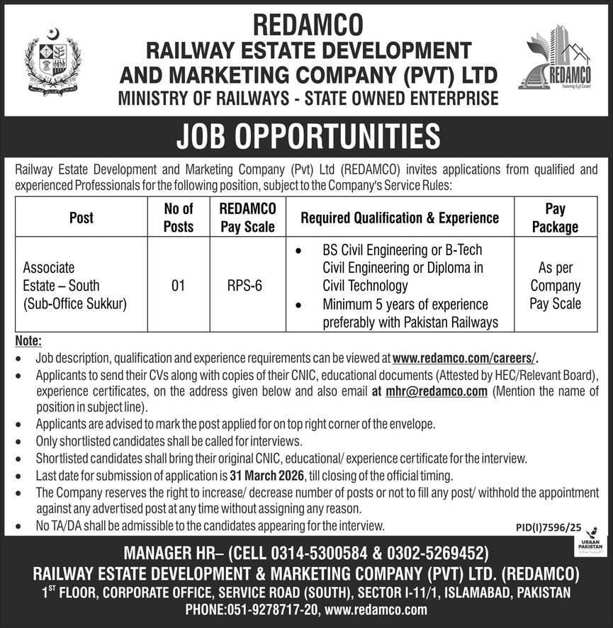 Railway estate development and marketing company   jobs 2026