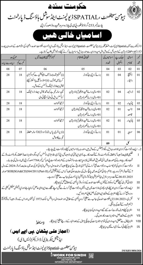 Human settlement ,SPATIAL development and social housing department  jobs 2026