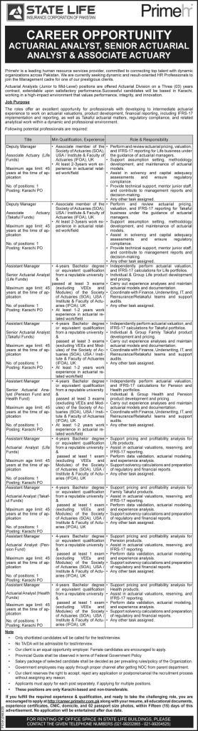 State life insurance corporation of Pakistan jobs 2026