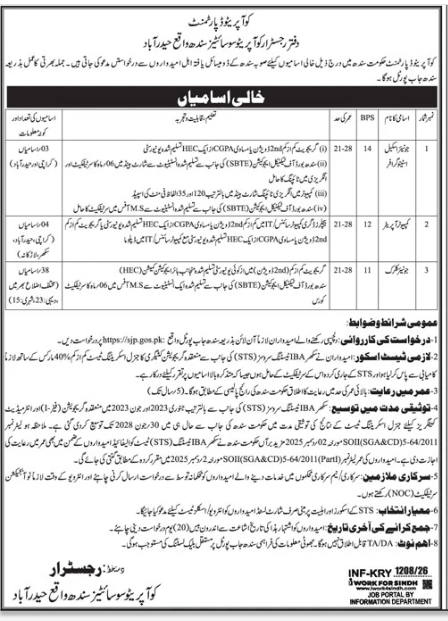 Cooperative department government of Sindh jobs 2026