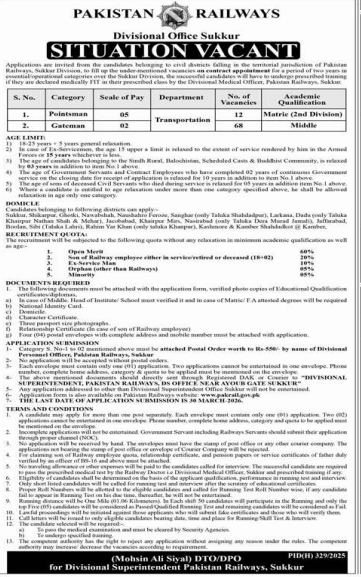 Pakistan railways  jobs 2026