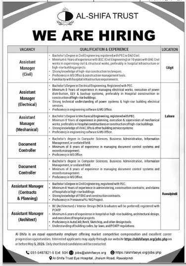 Al – Shifa Trust Jobs 2026 