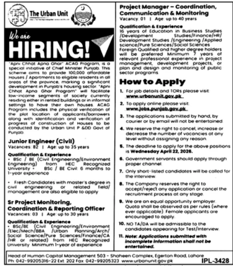The urban unit  Jobs 2026 