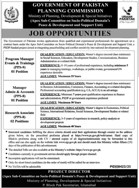 Ministry of planning , development and special initiatives Jobs 2025