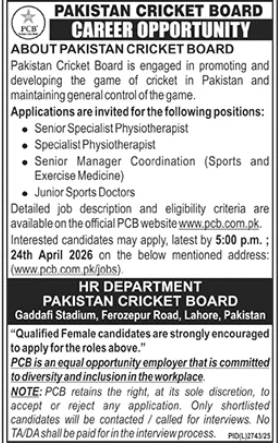 Pakistan cricket board Jobs 2026