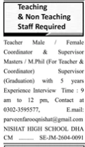 Nishat hight school ,DHA Jobs 2026