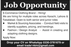 E-Commerce clothing brand Jobs 2026
