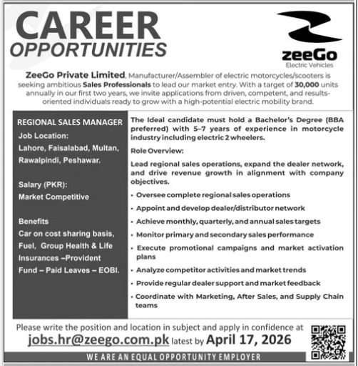 ZeeGo electric vehicles  Jobs 2026 