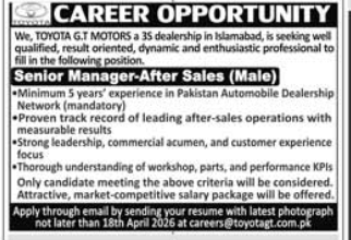 Toyota G.T motors company Jobs 2026