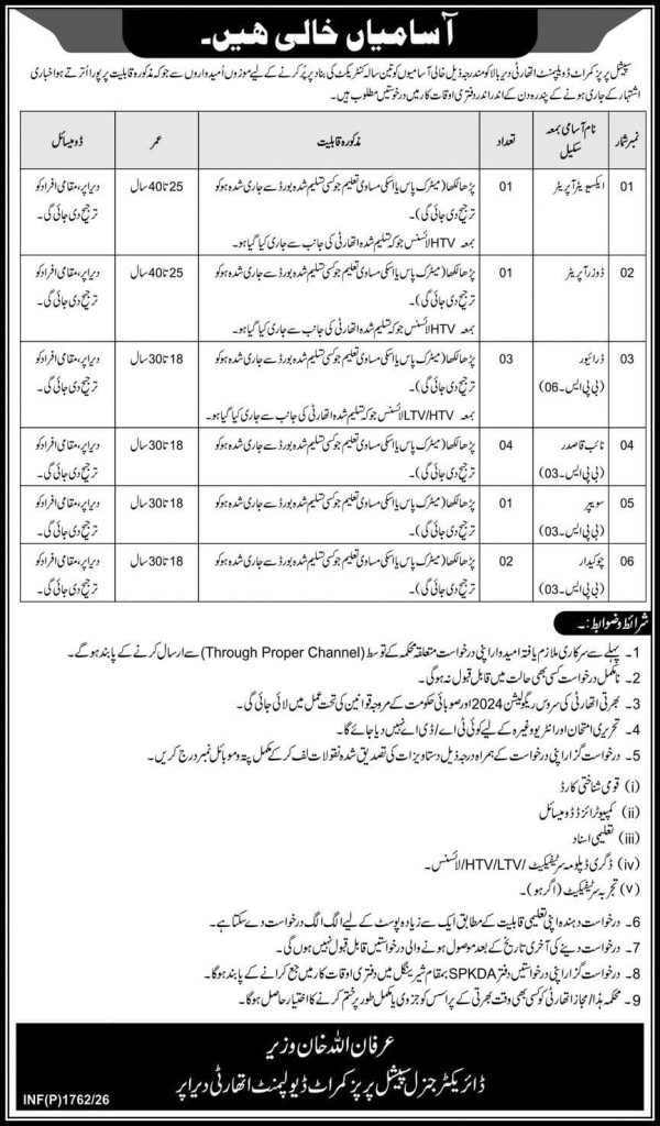 Special purpose kumrat development authority Dir Bala Jobs 2026
