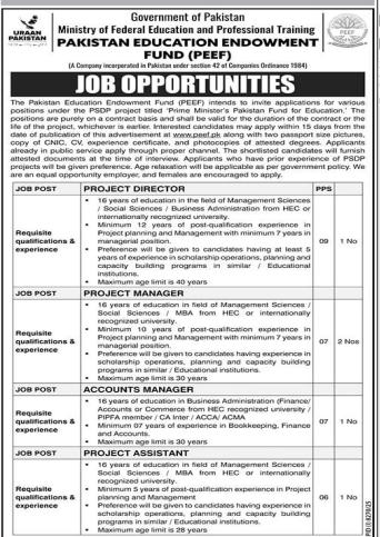 Pakistan education endowment fund Jobs 2026