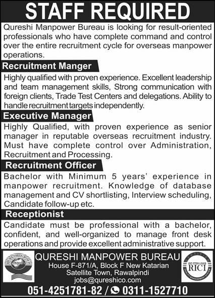 Qureshi Manpower bureau Jobs 2026