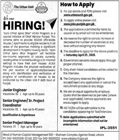 The urban unit Jobs 2026