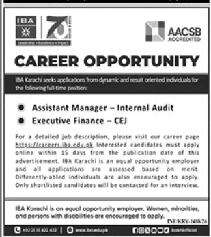 IBA karachi  Jobs 2026