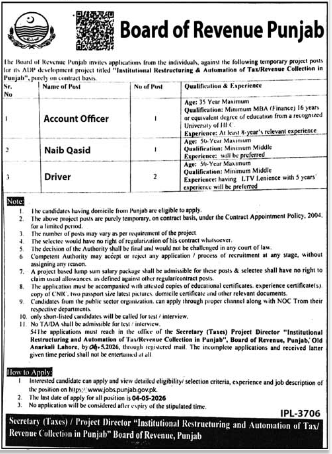 Board of revenue punjab  Jobs 2026
