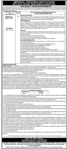 Ayub medical teaching institution(ATH/AMC/ACD) Abbattabad Jobs 2026