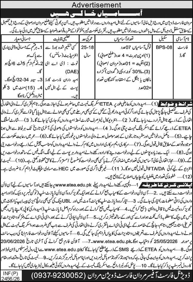 Mardan forest Division Jobs 2026