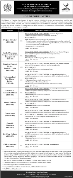 Ministry of planning , development and special initiatives Jobs 2026
