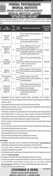 Federal postgraduate medical institute Lahore Jobs 2026
