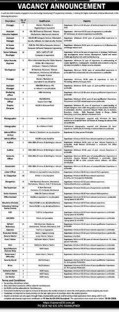 A well – reputed company Rawalpindi Jobs 2026