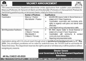 The Local Government Department Balochistan Jobs 2026