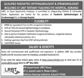LRBT Tertiary teaching eye hospital , Korangi Karachi Jobs 2026
