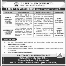Bahria university Jobs 2026
